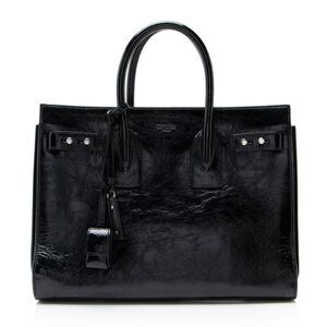 Saint Laurent Textured Patent Leather Sac De Jour Medium Tote